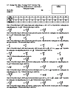 Kiểm tra Hình học khối 12 - Chương I